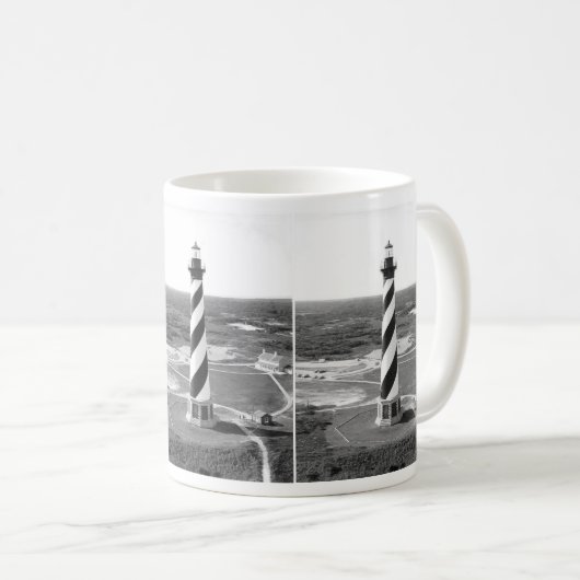 Kap Hatteras Leuchtturm-Schwarzweiss-Foto Kaffeetasse (VorderseiteRechts)