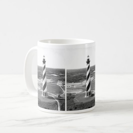 Kap Hatteras Leuchtturm-Schwarzweiss-Foto Kaffeetasse (Vorderseite Links)