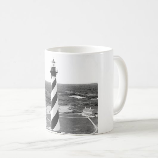Kap Hatteras Leuchtturm-Schwarzweiss-Foto Kaffeetasse (VorderseiteRechts)