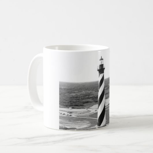 Kap Hatteras Leuchtturm-Schwarzweiss-Foto Kaffeetasse (Vorderseite Links)