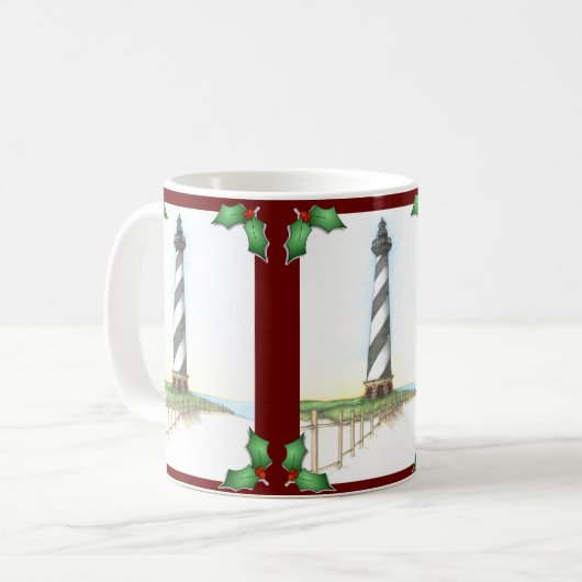 Kap Hatteras Leuchtturm Weihnachten Kaffeetasse (Vorderseite Links)