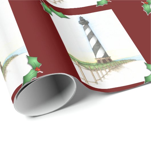 Kap Hatteras Leuchtturm-WeihnachtsPackpapier Geschenkpapier (Rolleneckpunkt)