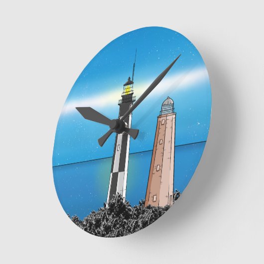 Kap Henry Lighthouse Virginia Chesapeake Bay Runde Wanduhr (Winkel)