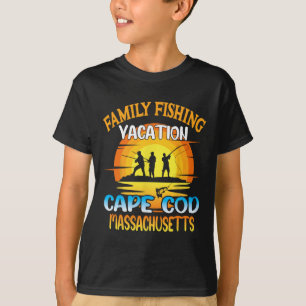Kap-Kabeljau-Maschinen Familie Angelurlaub Sunset T-Shirt