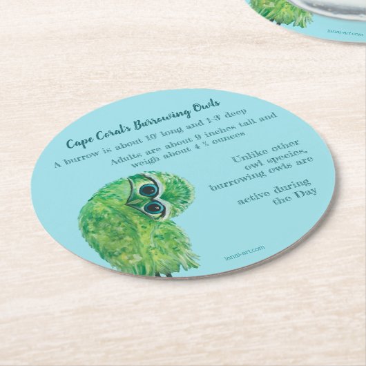 Kap-korallenroter grabender Eulen-Untersetzer Runder Pappuntersetzer (Angewinkelt)