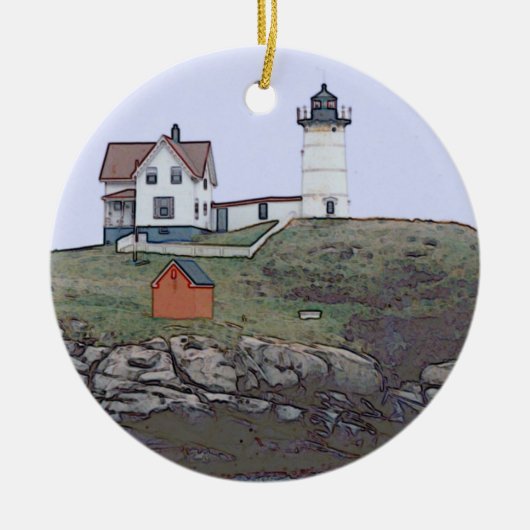 Kap Neddick Klumpen Lghthouse Maine Keramikornament (Vorne)