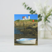 Kap Neddick Leuchtturm und Boot Postkarte (Stehend Vorderseite)