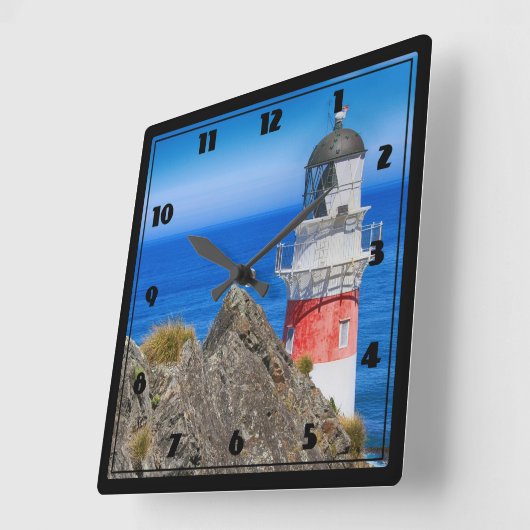 Kap Palliser Neuseeland Leuchtturm Quadratische Wanduhr (Winkel)