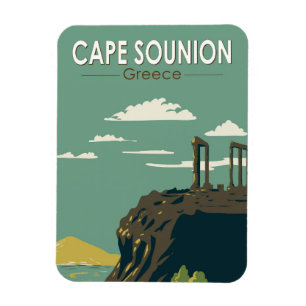 Kap Sounion Griechenland Reise Kunst Vintage Magnet