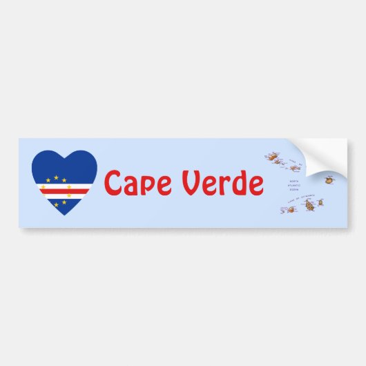 Kap Verde Flag Herz + Karte Autoaufkleber (Vorne)