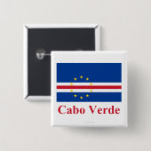 Kap-Verde Flagge mit Namen auf portugiesisch Button (Vorne & Hinten)