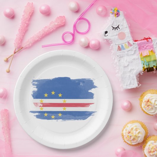 Kap-Verde-Flagge Pinselstrich, Landesflagge Pappteller (Party)