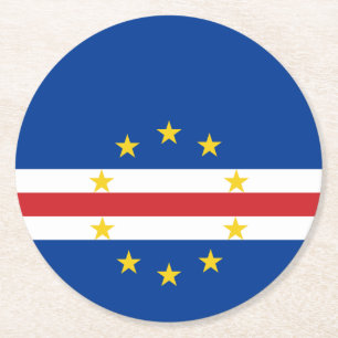 Kap-Verde-Flagge Runder Pappuntersetzer