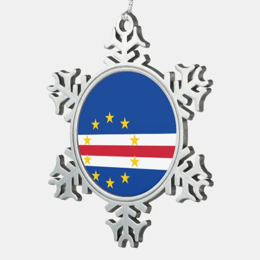 Kap-Verde Flagge Schneeflocken Zinn-Ornament (Rechts)