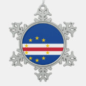 Kap-Verde Flagge Schneeflocken Zinn-Ornament (Vorderseite)
