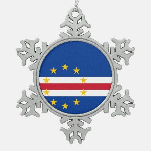Kap-Verde Flagge Schneeflocken Zinn-Ornament (Vorderseite)