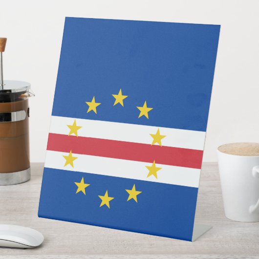 Kap-Verde-Flagge Sockelschild (In Situ)