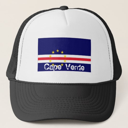 Kap-Verde Flaggenhut Truckerkappe (Vorderseite)