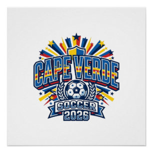 Kap Verde Fußball 2026 Fußball Fett Land Typografi Poster