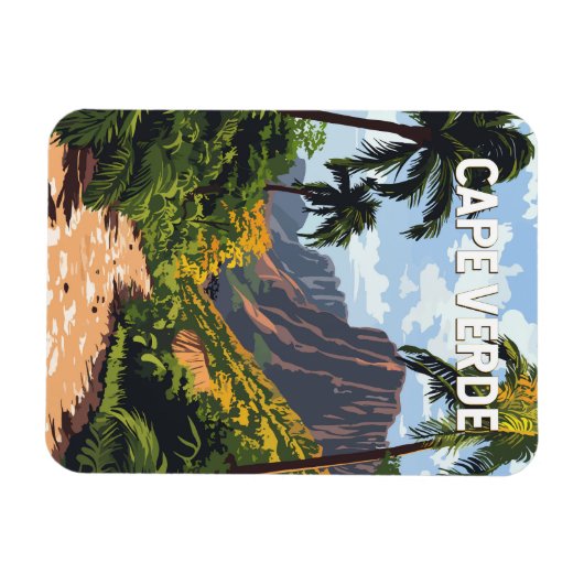 Kap Verde Illustration Reisen Vintag Magnet (Horizontal)