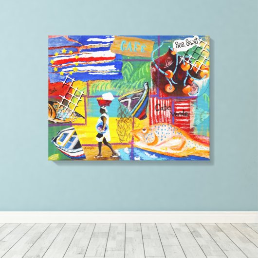 Kap-Verde-Mauer-Leinwand Leinwanddruck (Insitu (Holzboden))