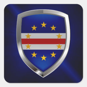 Kap Verde Mettalic Emblem Quadratischer Aufkleber