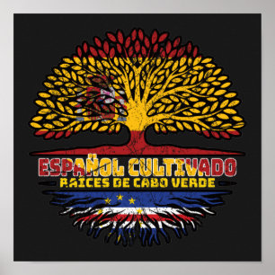 Kap Verde Spanien Fahne für Baumwurzeln Poster