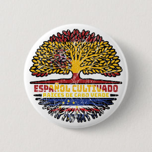 Kap Verde Spanien Spanische Baumwurzeln Flagge Button