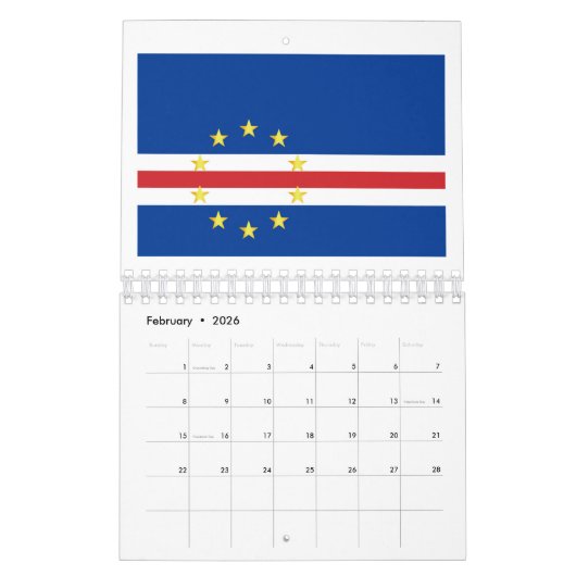 kap-verdische Flagge Kalender (Feb 2026)
