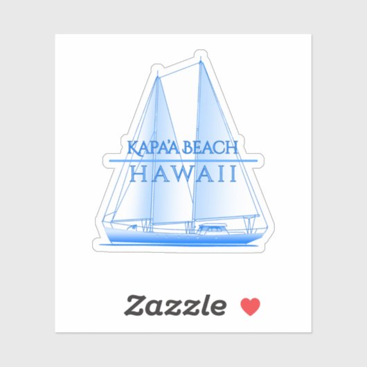 Kapa'a Beach Coastal Nautical Segelschiff Aufkleber (Blatt)