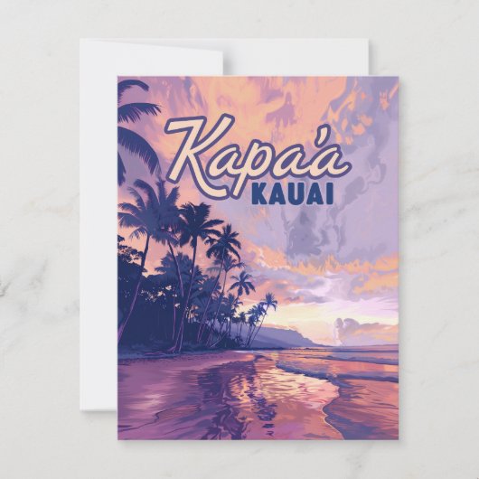 Kapaa Kauai Hawaii Beach Sunset Palm Tree Card (Vorderseite)