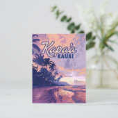 Kapaa Kauai Hawaii Beach Sunset Palm Tree Card (Stehend Vorderseite)