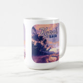 Kapaa Kauai Hawaii Beach Sunset Palm Tree Retro Kaffeetasse (VorderseiteRechts)