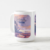 Kapaa Kauai Hawaii Beach Sunset Palm Tree Retro Kaffeetasse (Vorderseite Links)