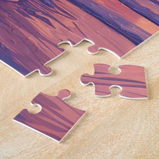 Kapaa Kauai Hawaii Beach Sunset Palm Tree Retro Puzzle (Seite)