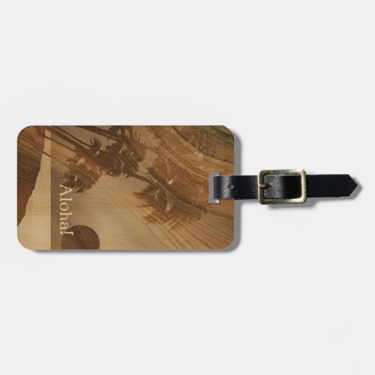 Kapaa Sonnenuntergang-hawaiisches Imitat Koa Gepäckanhänger (Vorderseite horizontal)