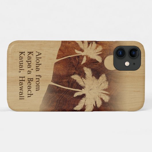 Kapaa Sunset Hawaiian Imitats Koa Wood Twin Palm Case-Mate iPhone Hülle (Rückseite (Horizontal))