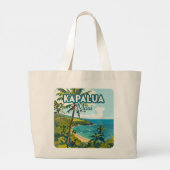 Kapalua Maui Hawaii Bay Beach Vacation Retro Jumbo Stoffbeutel (Rückseite)