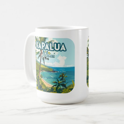 Kapalua Maui Hawaii Bay Beach Vacation Retro Kaffeetasse (Vorderseite Links)