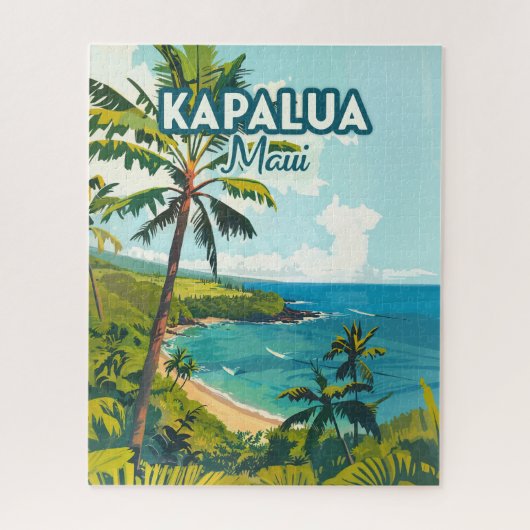 Kapalua Maui Hawaii Bay Beach Vacation Retro Puzzle (Vertikal)