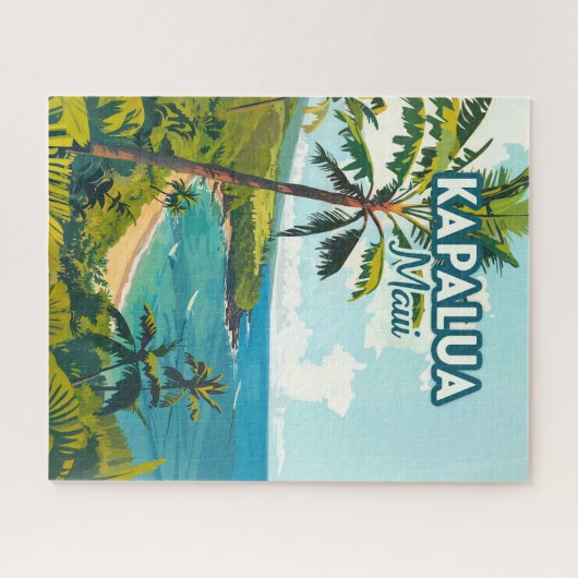 Kapalua Maui Hawaii Bay Beach Vacation Retro Puzzle (Horizontal)
