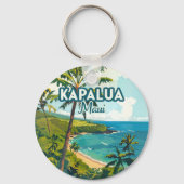 Kapalua Maui Hawaii Bay Beach Vacation Retro Schlüsselanhänger (Rückseite)