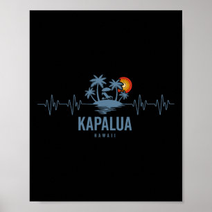 Kapalua Y Hawaii Vintage 80er Sonnenuntergang Herz Poster