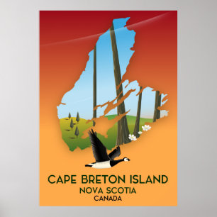 Kapbreton Island nova Scotia Kanada Karte Poster