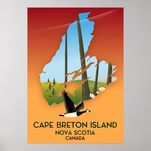 Kapbreton Island nova Scotia Kanada Karte Poster (Vorne)