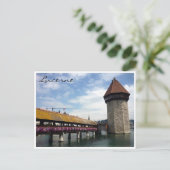 Kapellbrücke blau postkarte (Stehend Vorderseite)