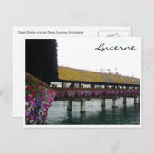 Kapellbrücke Blume Postkarte (Vorne/Hinten)