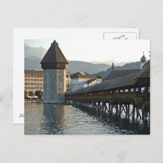 Kapellbrücke in Luzern Schweiz Postkarte (Vorne/Hinten)