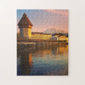 Kapellbrücke, Luzern im Abendpuzzle Puzzle (Vertikal)