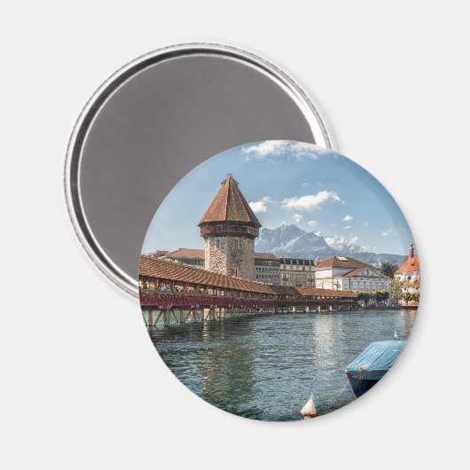 Kapellbrücke Luzern, Schweiz Magnet (Vorderseite/Rückseite)